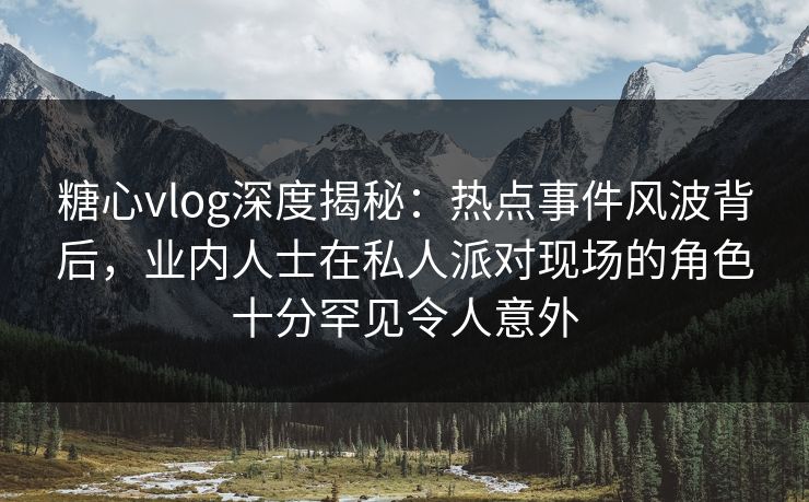 糖心vlog深度揭秘：热点事件风波背后，业内人士在私人派对现场的角色十分罕见令人意外