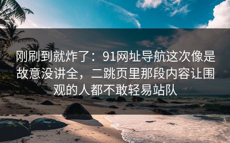 刚刷到就炸了：91网址导航这次像是故意没讲全，二跳页里那段内容让围观的人都不敢轻易站队