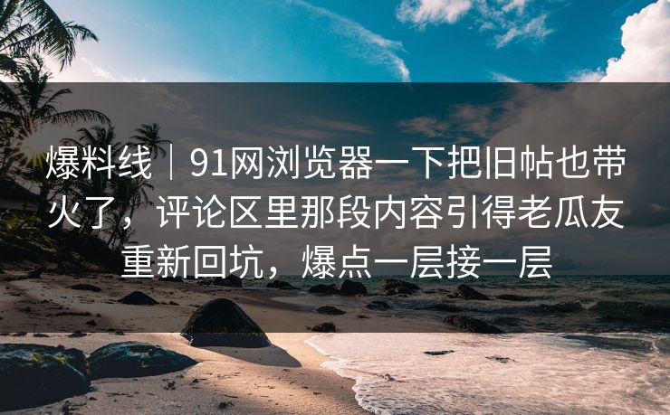 爆料线｜91网浏览器一下把旧帖也带火了，评论区里那段内容引得老瓜友重新回坑，爆点一层接一层